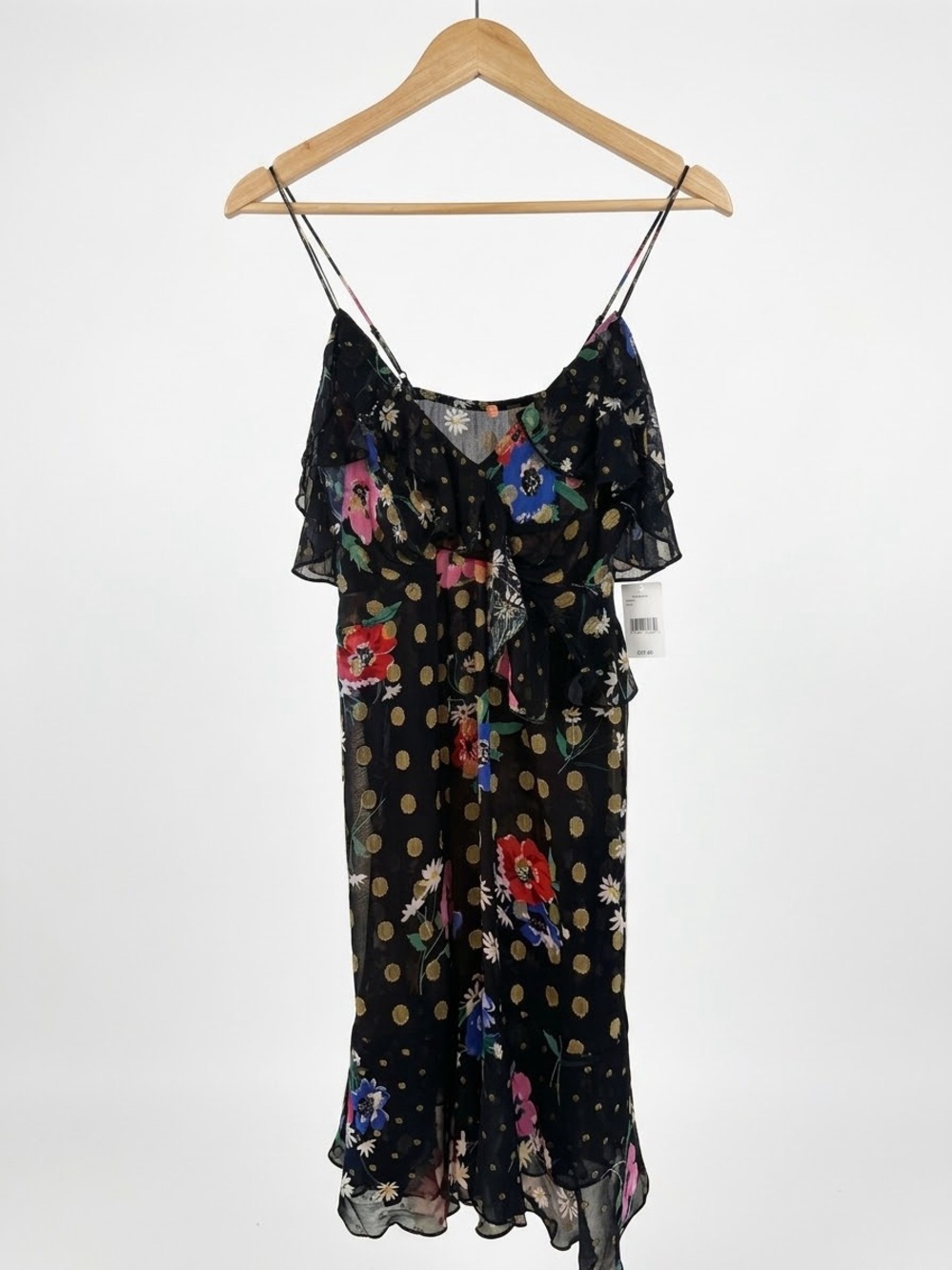 Free People Floral Polka Dot Rosalie Mini Slip Dress, Size Small, NWT